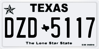 TX license plate DZD5117