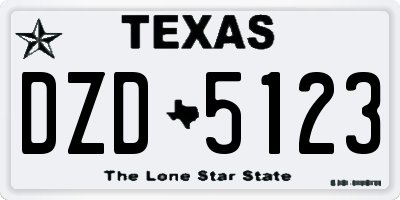 TX license plate DZD5123