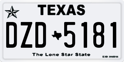 TX license plate DZD5181