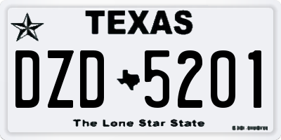 TX license plate DZD5201