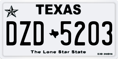 TX license plate DZD5203