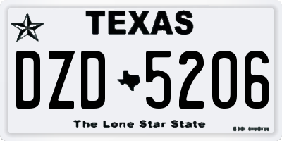 TX license plate DZD5206