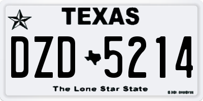 TX license plate DZD5214