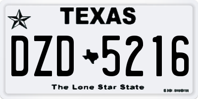 TX license plate DZD5216