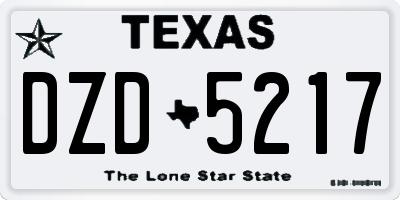 TX license plate DZD5217