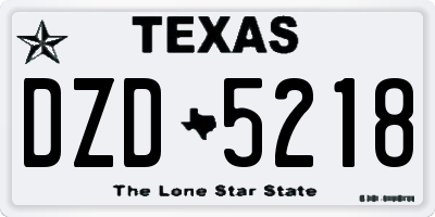 TX license plate DZD5218