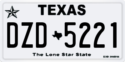 TX license plate DZD5221