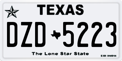 TX license plate DZD5223