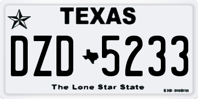 TX license plate DZD5233