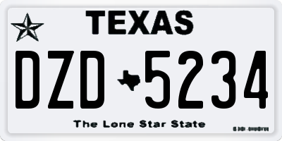 TX license plate DZD5234