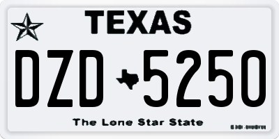 TX license plate DZD5250