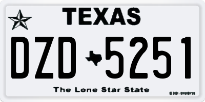 TX license plate DZD5251