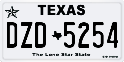 TX license plate DZD5254