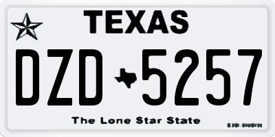 TX license plate DZD5257