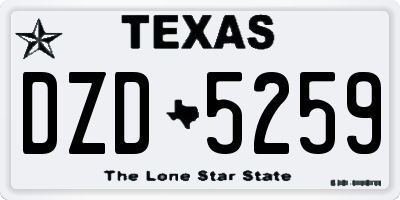 TX license plate DZD5259
