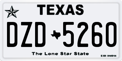 TX license plate DZD5260