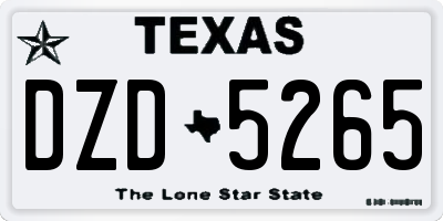 TX license plate DZD5265