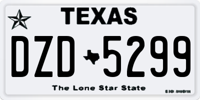 TX license plate DZD5299