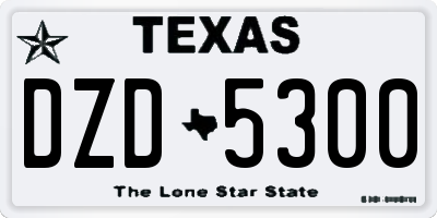 TX license plate DZD5300