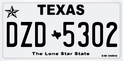 TX license plate DZD5302