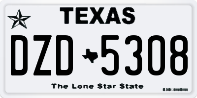 TX license plate DZD5308