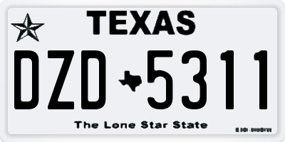 TX license plate DZD5311