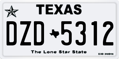 TX license plate DZD5312