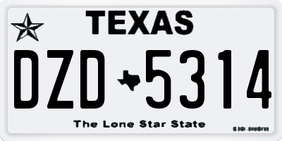 TX license plate DZD5314
