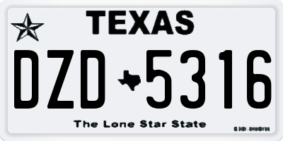 TX license plate DZD5316
