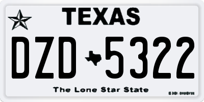 TX license plate DZD5322