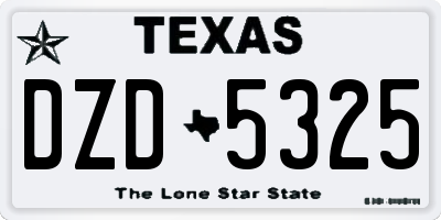 TX license plate DZD5325