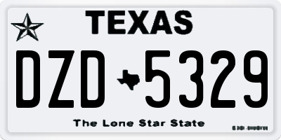 TX license plate DZD5329