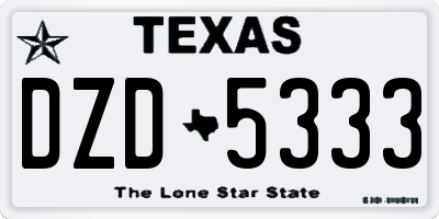TX license plate DZD5333