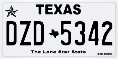 TX license plate DZD5342