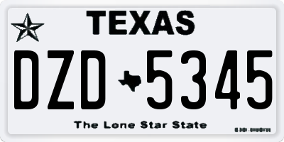 TX license plate DZD5345