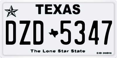TX license plate DZD5347