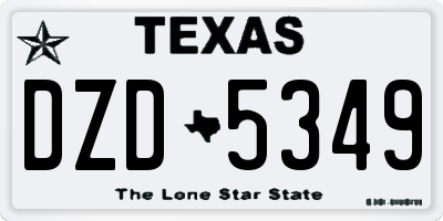 TX license plate DZD5349