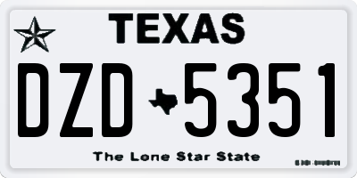 TX license plate DZD5351