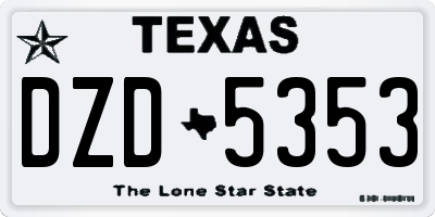 TX license plate DZD5353