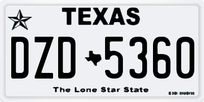 TX license plate DZD5360