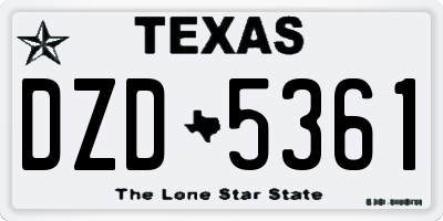 TX license plate DZD5361