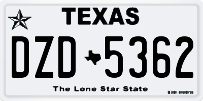 TX license plate DZD5362