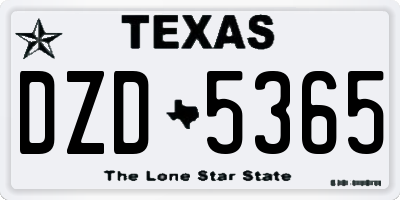 TX license plate DZD5365