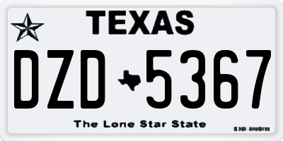 TX license plate DZD5367