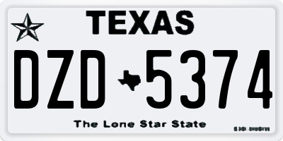 TX license plate DZD5374