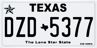 TX license plate DZD5377