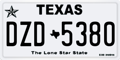 TX license plate DZD5380