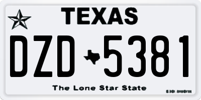 TX license plate DZD5381