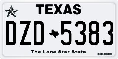 TX license plate DZD5383