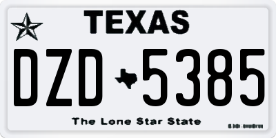 TX license plate DZD5385